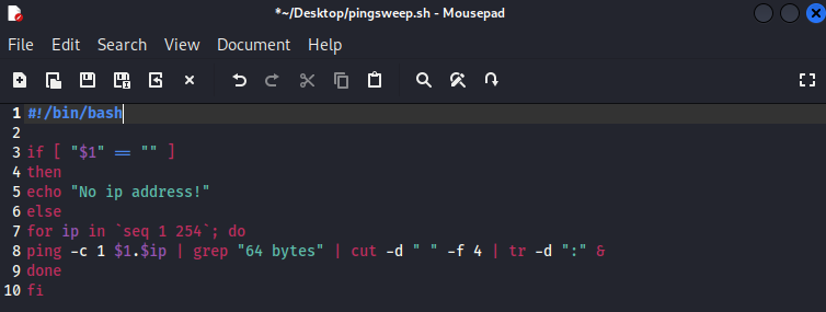 ping sweep script